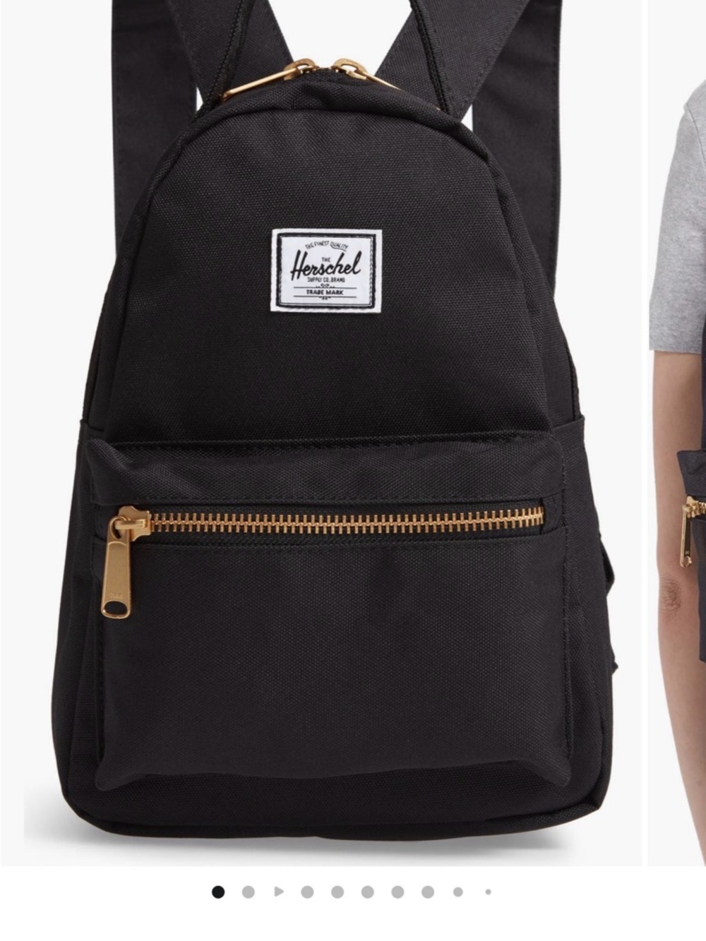 Herschel Supply Company Black Mini Backpack with Gold Zipper Accents
